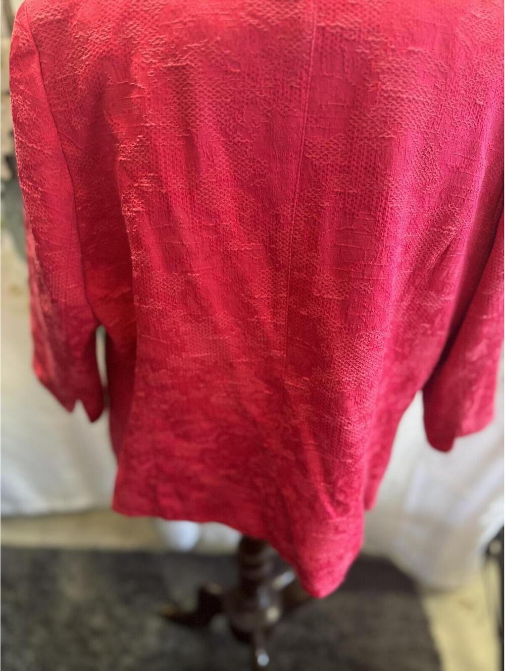 Kim Roger's Women's Textured Pink Red Open Front Blazer Jacket M - Picture 2 of 6